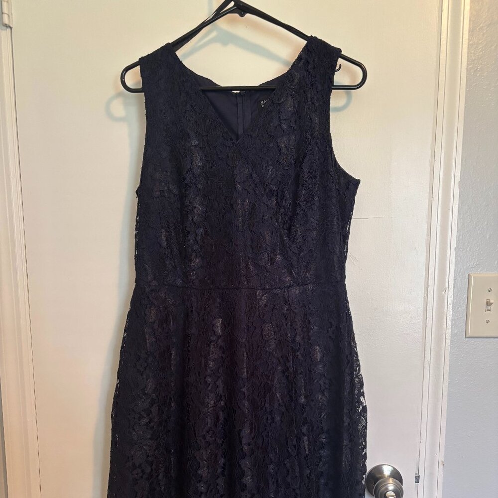 Enfocus Studio Navy Lace Mid-Length Dress